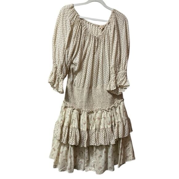 Bytimo bohemian mini floral cream ruffle dress Large - Picture 5 of 5